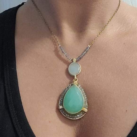 Boho Chalcedony Statement Necklace - Picture 2 of 6